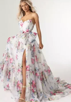 A Line|Long Dresses^Rachel Allan 71065 White Multi