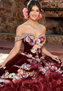 Sweet Sixteen|Plus Sized Quince Dresses^Rachel Allan Quince RQ3111 Burgundy Multi