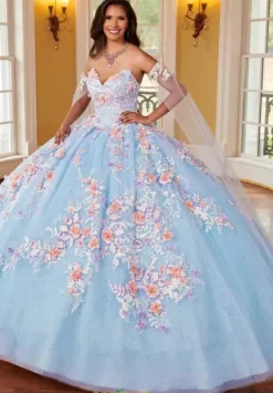 Plus Sized Quince Dresses|Sweet Sixteen^Rachel Allan Quince RQ2161 Light Blue/Multi