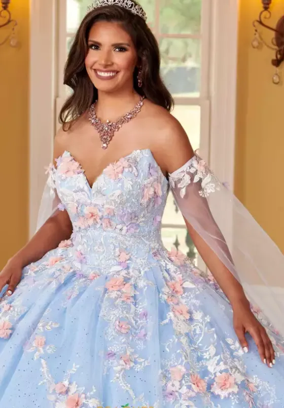 Plus Sized Quince Dresses|Sweet Sixteen^Rachel Allan Quince RQ2161 Light Blue/Multi