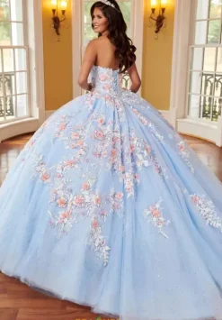 Plus Sized Quince Dresses|Sweet Sixteen^Rachel Allan Quince RQ2161 Light Blue/Multi