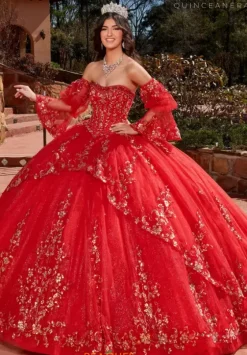 Sweet Sixteen|Quince Dresses With Sleeves^Rachel Allan Quince RQ2178 Red