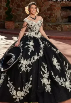 Sweet Sixteen|Plus Sized Quince Dresses^Rachel Allan Quince RQ3117 Black Silver