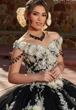 Sweet Sixteen|Plus Sized Quince Dresses^Rachel Allan Quince RQ3117 Black Silver