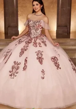 Plus Sized Quince Dresses|Sweet Sixteen^Rachel Allan Quince RQ2166 Blush/Rose Gold
