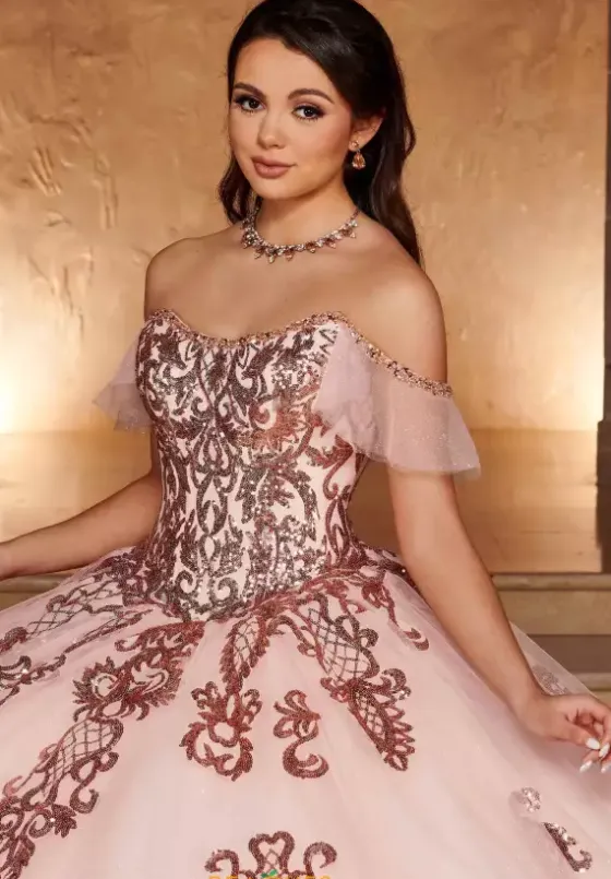 Plus Sized Quince Dresses|Sweet Sixteen^Rachel Allan Quince RQ2166 Blush/Rose Gold