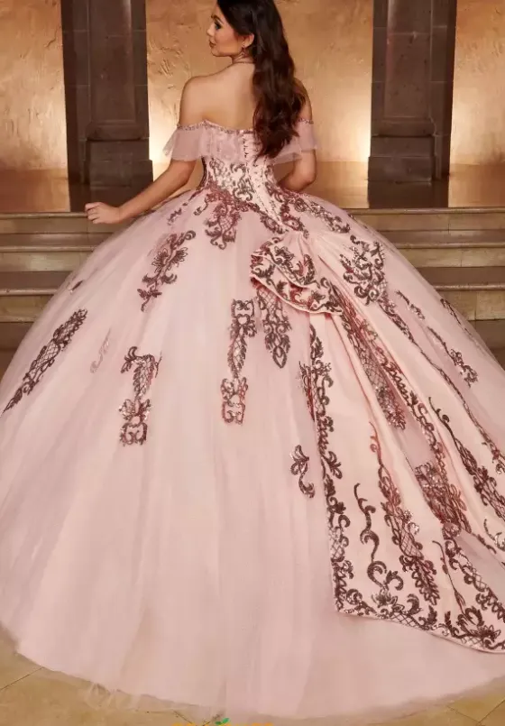 Plus Sized Quince Dresses|Sweet Sixteen^Rachel Allan Quince RQ2166 Blush/Rose Gold
