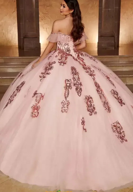 Plus Sized Quince Dresses|Sweet Sixteen^Rachel Allan Quince RQ2166 Blush/Rose Gold