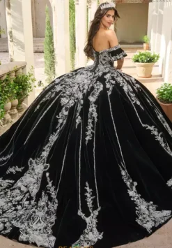 Plus Sized Quince Dresses|Sweet Sixteen^Rachel Allan Quince RQ5011 Black Silver
