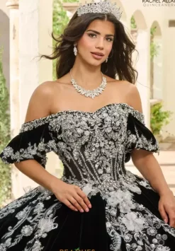 Plus Sized Quince Dresses|Sweet Sixteen^Rachel Allan Quince RQ5011 Black Silver