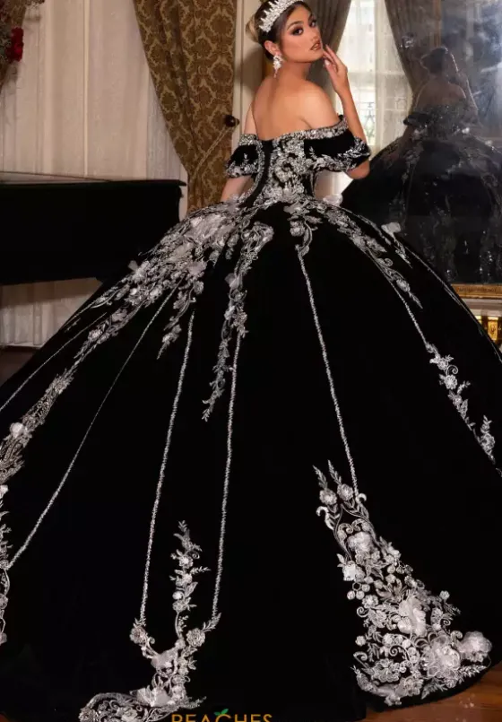 Plus Sized Quince Dresses|Sweet Sixteen^Rachel Allan Quince RQ5011 Black Silver