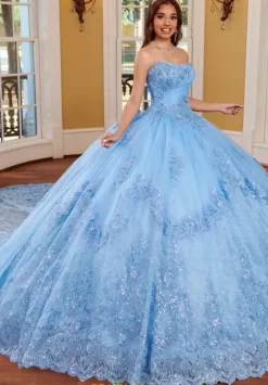 Quince Dresses With Sleeves|Plus Sized Quince Dresses^Rachel Allan Quince RQ3110 Azure