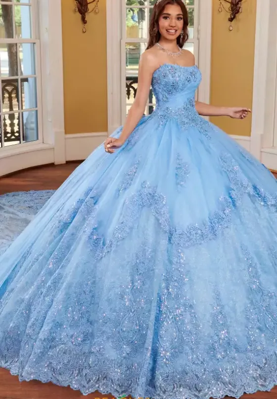 Quince Dresses With Sleeves|Plus Sized Quince Dresses^Rachel Allan Quince RQ3110 Azure