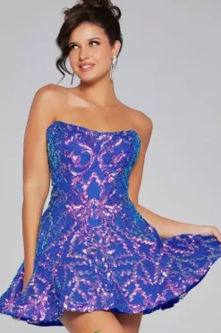 Bat Mitzvah|8Th Grade Dance^Jovani Sequins A Line Dress 39927 Iridescent Ocean