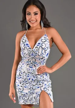 Quince Guest Dresses|Short Homecoming Dresses^Jasz Couture Sequins Short Fitted Dress 1718