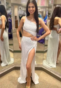 Sexy|Fitted^Sherri Hill 54885 Ivory/Silver