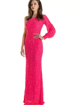 Long Sleeve Prom Dresses|Sexy^Sherri Hill 54970 Neon Pink