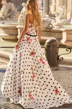 Sweet Sixteen|Long Dresses^Sherri Hill 57980 Ivory/Black/Fuchsia