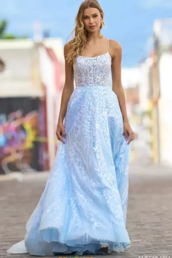 Ball Gowns|A Line^Sherri Hill 55521 Light Blue