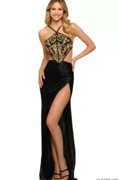 Sexy|Fitted^Sherri Hill 55466 Black/Gold