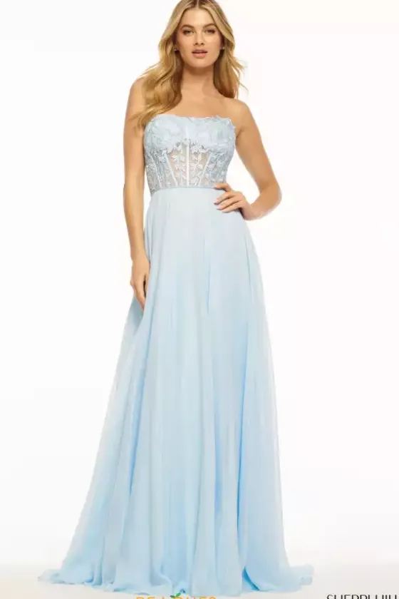 A Line|Long Dresses^Sherri Hill 56088 Light Blue