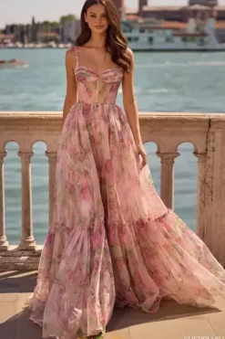 Long Dresses|Plus Sized Dresses^Sherri Hill 57628 Light Pink Print