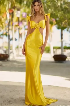 Quince Guest Dresses|Sexy^Sherri Hill 56056 Yellow