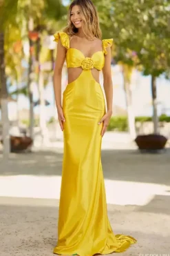 Quince Guest Dresses|Sexy^Sherri Hill 56056 Yellow