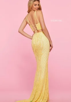 Long Homecoming Dresses|Fitted^Sherri Hill 53437 Yellow
