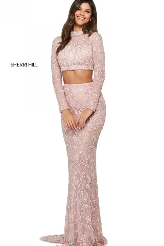 Long Sleeve Prom Dresses|Sexy^Sherri Hill 53444 Light Pink