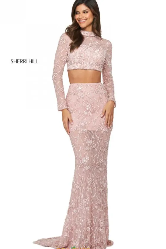 Long Sleeve Prom Dresses|Sexy^Sherri Hill 53444 Light Pink