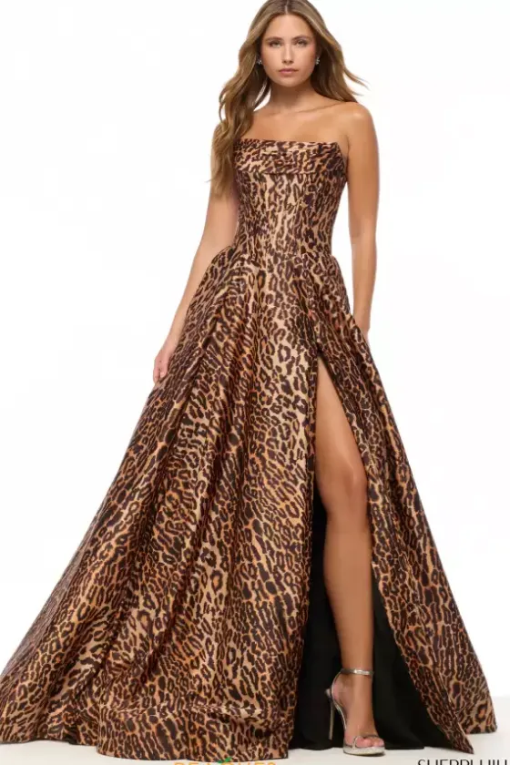 A Line|Plus Size^Sherri Hill 57831 Cheetah Print