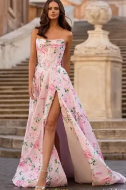 Wedding Guest|Quince Guest Dresses^Sherri Hill 57830 Pink Print