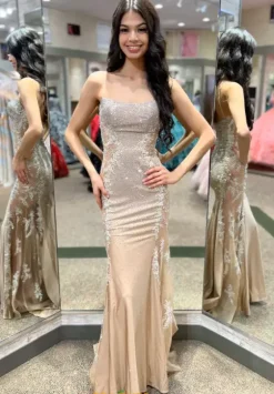 Fitted|Long Dresses^Sherri Hill 56189 Nude