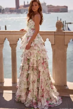 Winter Formal|Wedding Guest^Sherri Hill 57614 Ivory/Green Pink Print