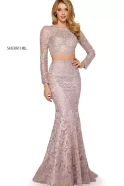 Long Sleeve Prom Dresses|Sexy^Sherri Hill 53247 Blush