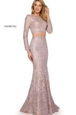 Long Sleeve Prom Dresses|Sexy^Sherri Hill 53247 Blush