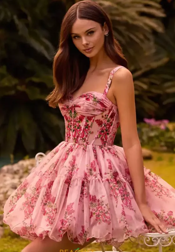 Wedding Guest|Sweet Sixteen^Sherri Hill Short 57380 Blush/Red Print