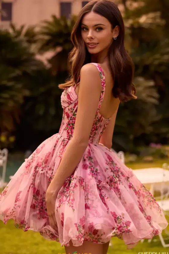 Wedding Guest|Sweet Sixteen^Sherri Hill Short 57380 Blush/Red Print