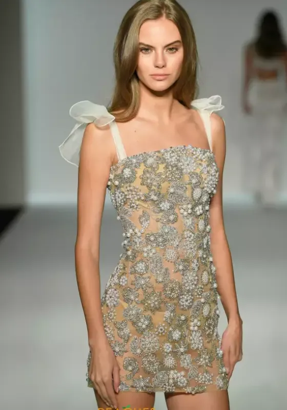 Pageant^Sherri Hill Short 57246 Nude/Ivory/Silver