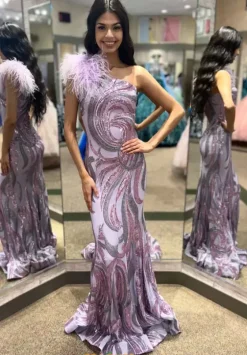 Wedding Guest|Pageant^Jovani Single Shoulder Fully Beaded Dress 32596