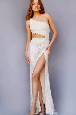Sexy|Fitted^Jovani Single Shoulder Fully Beaded Dress 23789