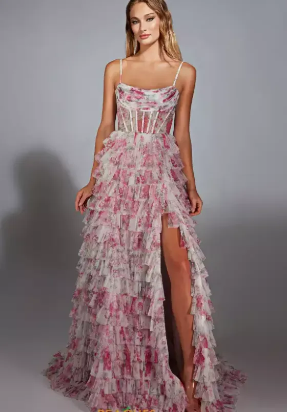 A Line|Plus Size^Alyce Slit Scoop Neckline Long Dress 61732