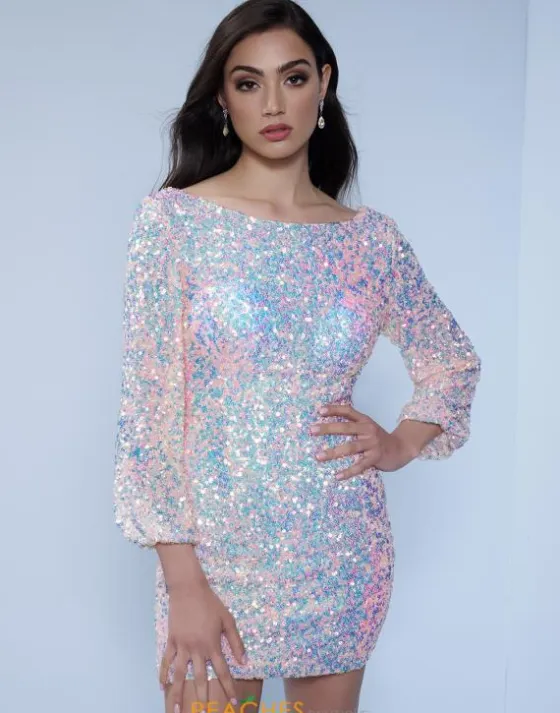 Long Sleeve Hc Dresses|Short Dresses^Splash F358 Iridescent Pink