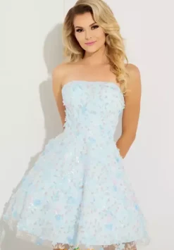 Bat Mitzvah|8Th Grade Dance^Jasz Couture Strapless A Line Glitter Dress 1215 Sky Blue