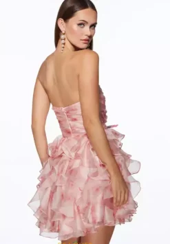 Bat Mitzvah|8Th Grade Dance^Alyce Strapless A Line Short Dress 30023 Rose Quartz