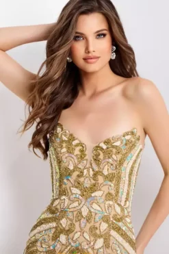 Long Dresses|Plus Sized Dresses^Jovani Strapless Beaded Long Dress 38707