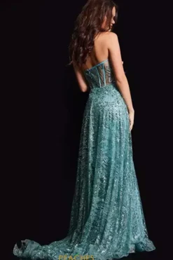 Long Dresses|Plus Sized Dresses^Jovani Strapless Glitter Long Dress 36736 Sage