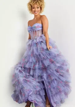 Sweet Sixteen|Long Dresses^Jovani Strapless Tulle A Line Dress 39149 Lilac