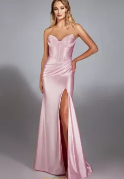 Fitted|Plus Size^Alyce Stretch Satin Fitted Corset Dress 61733